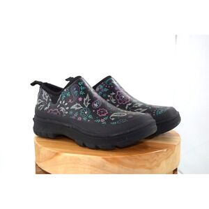 Western Chief Memory Foam‎ Garden Shoes Black Floral Paisley Waterproof Mules